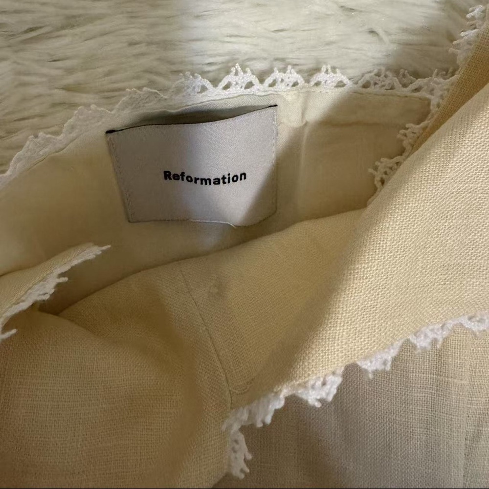 Reformation Viola Linen Top Sugar - Picture 7 of 8